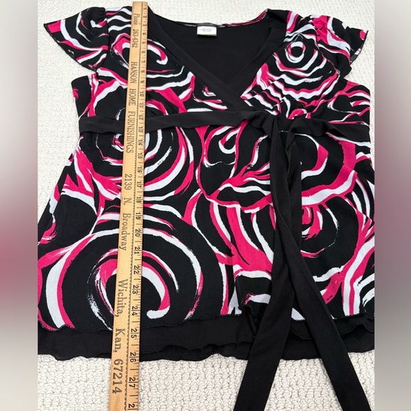 Vintage Maurices XL Y2K Babydoll Tie Waist Whimsigoth Artsy Black Hot Pink White - Picture 7 of 8